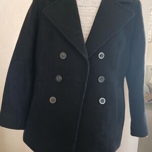 Classic Black Double-Breasted Women's Coat